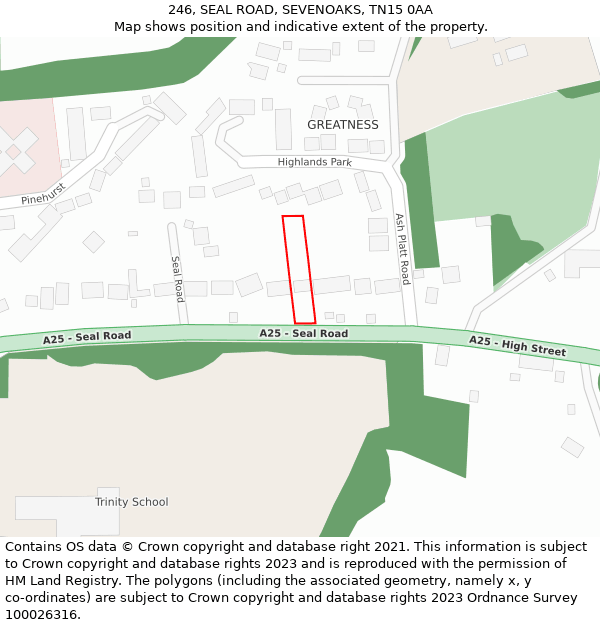 246, SEAL ROAD, SEVENOAKS, TN15 0AA: Location map and indicative extent of plot