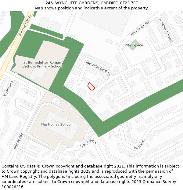 246, WYNCLIFFE GARDENS, CARDIFF, CF23 7FE: Location map and indicative extent of plot