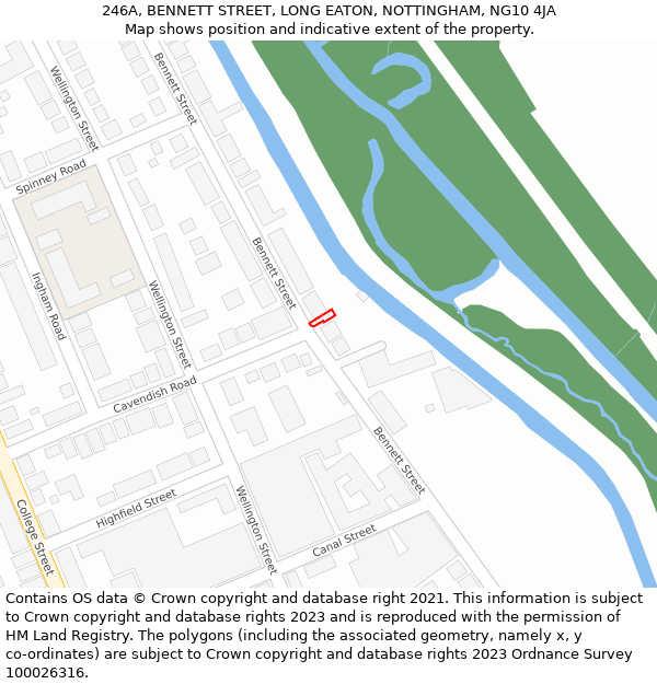 246A, BENNETT STREET, LONG EATON, NOTTINGHAM, NG10 4JA: Location map and indicative extent of plot