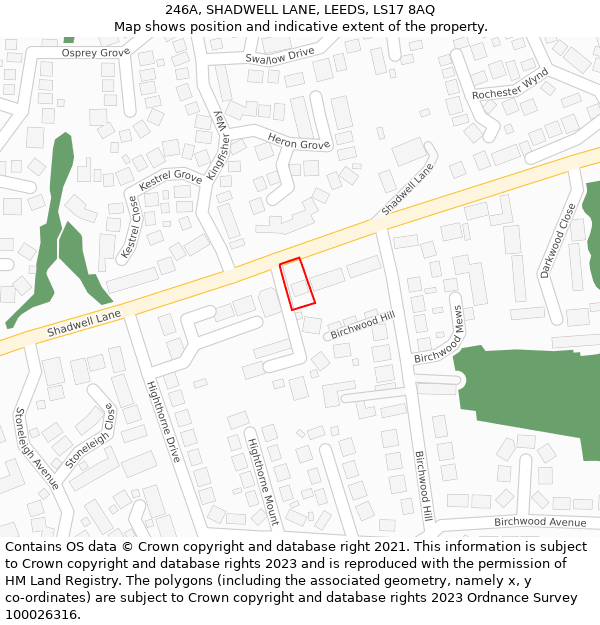 246A, SHADWELL LANE, LEEDS, LS17 8AQ: Location map and indicative extent of plot