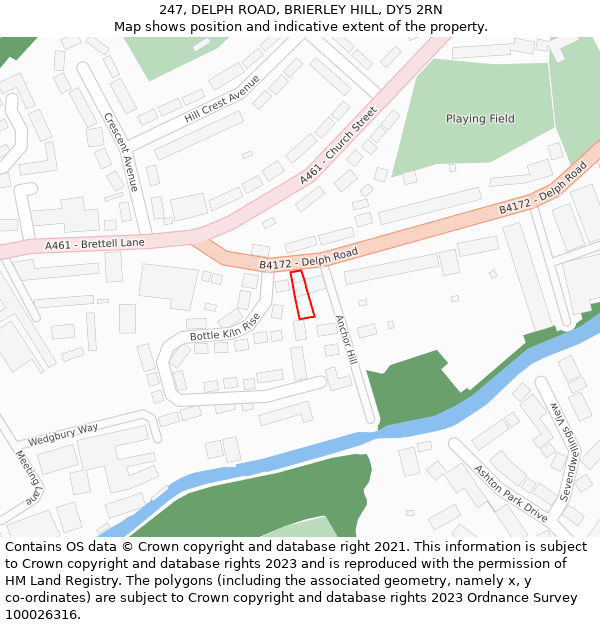 247, DELPH ROAD, BRIERLEY HILL, DY5 2RN: Location map and indicative extent of plot