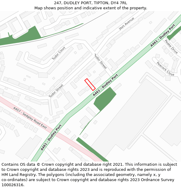 247, DUDLEY PORT, TIPTON, DY4 7RL: Location map and indicative extent of plot