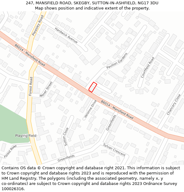 247, MANSFIELD ROAD, SKEGBY, SUTTON-IN-ASHFIELD, NG17 3DU: Location map and indicative extent of plot
