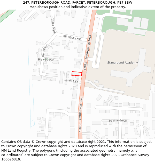 247, PETERBOROUGH ROAD, FARCET, PETERBOROUGH, PE7 3BW: Location map and indicative extent of plot