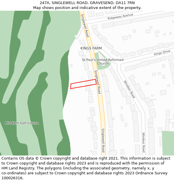 247A, SINGLEWELL ROAD, GRAVESEND, DA11 7RN: Location map and indicative extent of plot