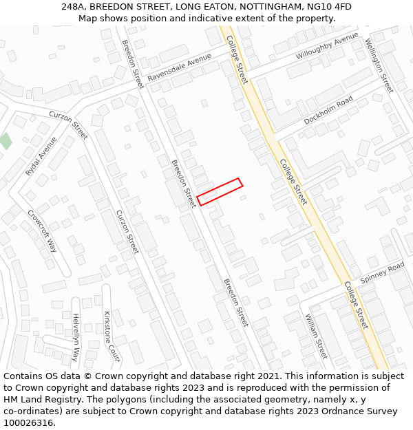 248A, BREEDON STREET, LONG EATON, NOTTINGHAM, NG10 4FD: Location map and indicative extent of plot
