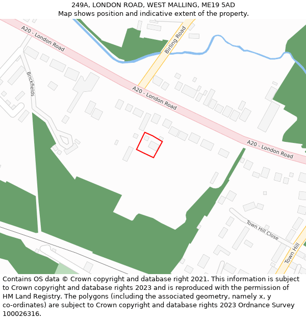 249A, LONDON ROAD, WEST MALLING, ME19 5AD: Location map and indicative extent of plot