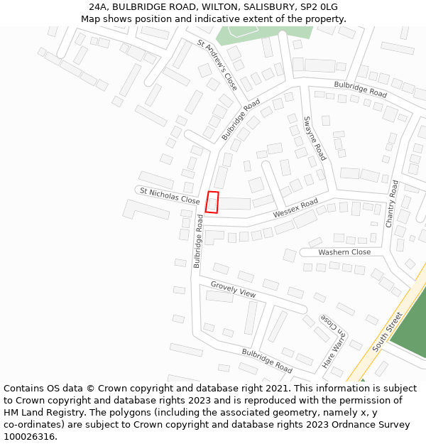 24A, BULBRIDGE ROAD, WILTON, SALISBURY, SP2 0LG: Location map and indicative extent of plot