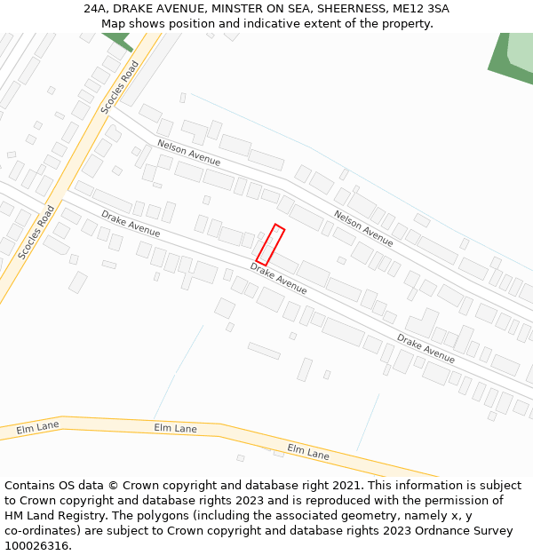 24A, DRAKE AVENUE, MINSTER ON SEA, SHEERNESS, ME12 3SA: Location map and indicative extent of plot