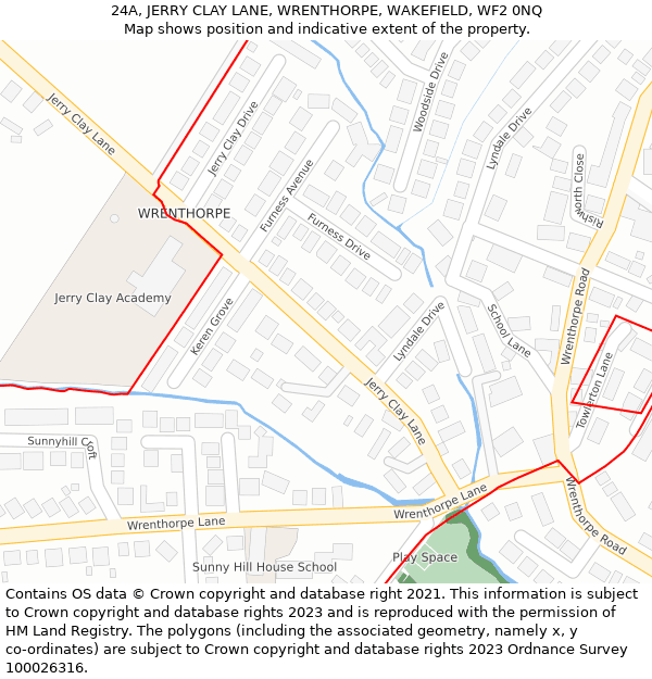 24A, JERRY CLAY LANE, WRENTHORPE, WAKEFIELD, WF2 0NQ: Location map and indicative extent of plot