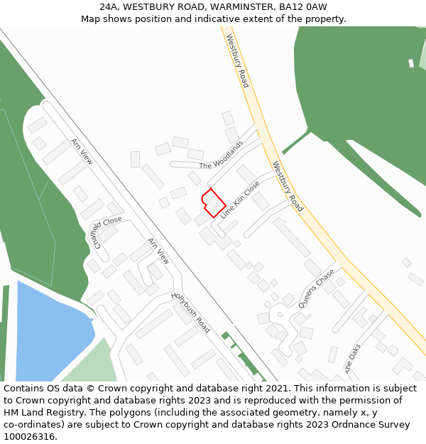 24A, WESTBURY ROAD, WARMINSTER, BA12 0AW: Location map and indicative extent of plot