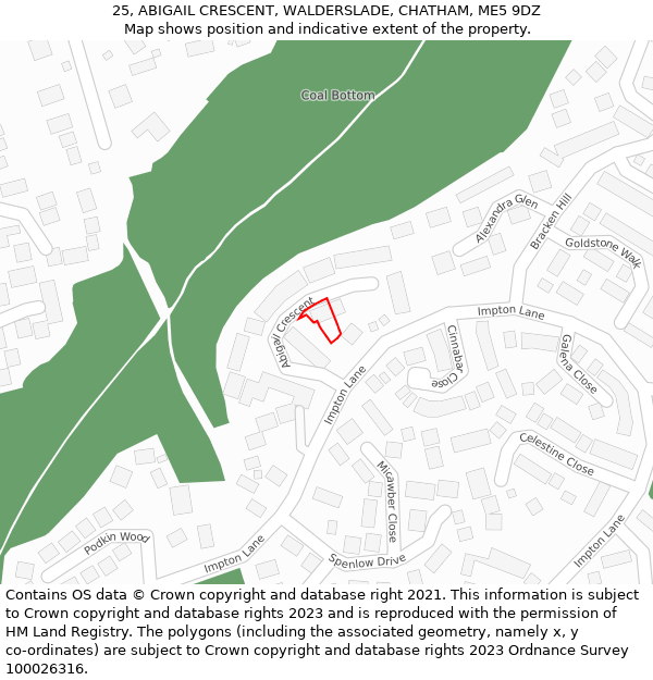 25, ABIGAIL CRESCENT, WALDERSLADE, CHATHAM, ME5 9DZ: Location map and indicative extent of plot