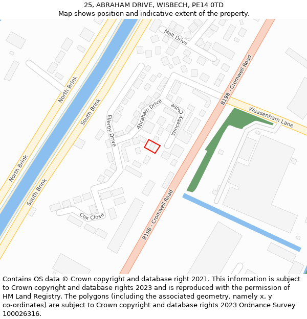 25, ABRAHAM DRIVE, WISBECH, PE14 0TD: Location map and indicative extent of plot