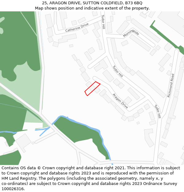 25, ARAGON DRIVE, SUTTON COLDFIELD, B73 6BQ: Location map and indicative extent of plot