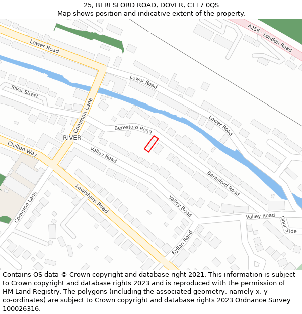 25, BERESFORD ROAD, DOVER, CT17 0QS: Location map and indicative extent of plot