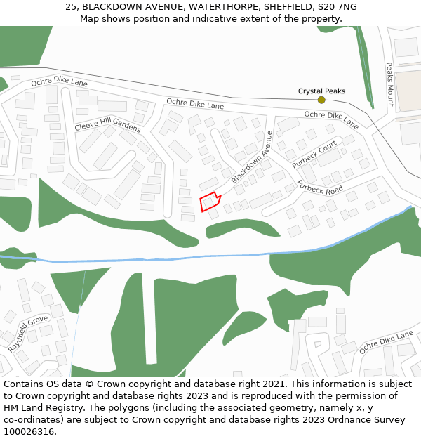 25, BLACKDOWN AVENUE, WATERTHORPE, SHEFFIELD, S20 7NG: Location map and indicative extent of plot