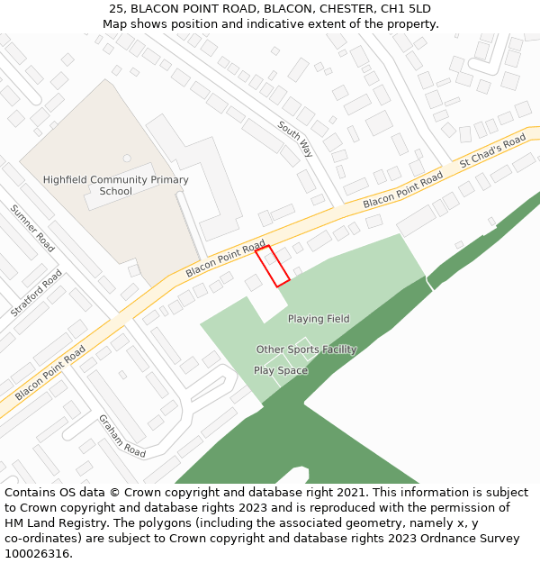 25, BLACON POINT ROAD, BLACON, CHESTER, CH1 5LD: Location map and indicative extent of plot