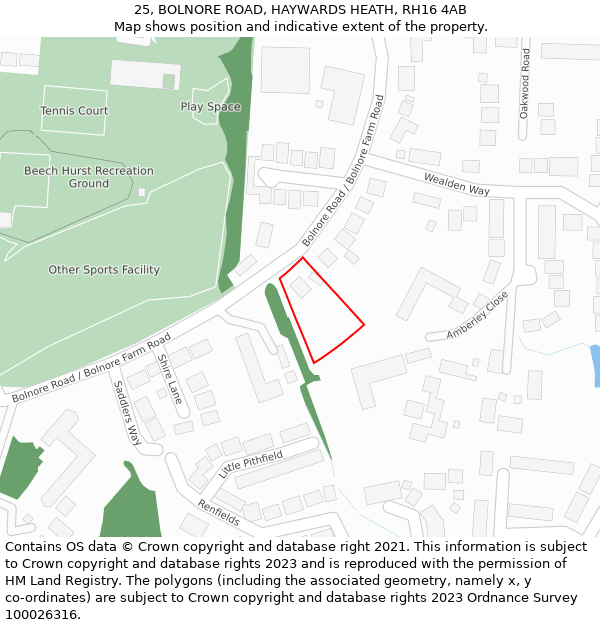 25, BOLNORE ROAD, HAYWARDS HEATH, RH16 4AB: Location map and indicative extent of plot