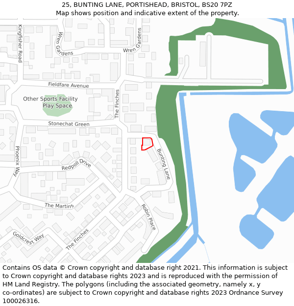 25, BUNTING LANE, PORTISHEAD, BRISTOL, BS20 7PZ: Location map and indicative extent of plot