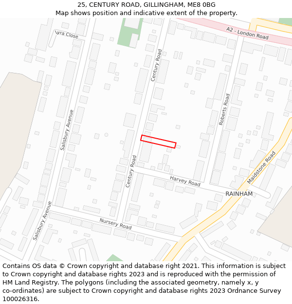 25, CENTURY ROAD, GILLINGHAM, ME8 0BG: Location map and indicative extent of plot