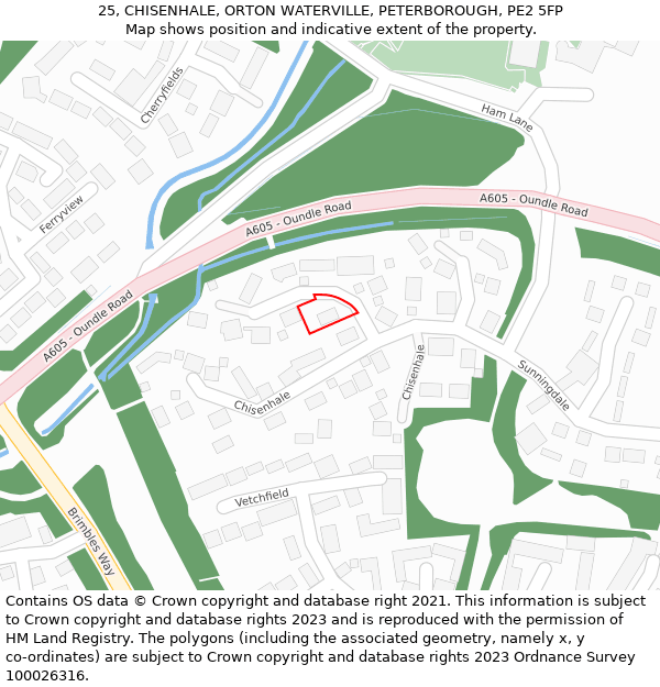 25, CHISENHALE, ORTON WATERVILLE, PETERBOROUGH, PE2 5FP: Location map and indicative extent of plot