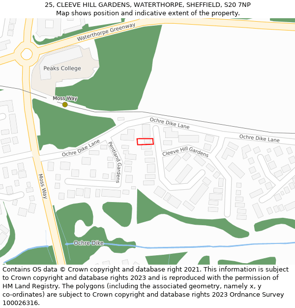 25, CLEEVE HILL GARDENS, WATERTHORPE, SHEFFIELD, S20 7NP: Location map and indicative extent of plot