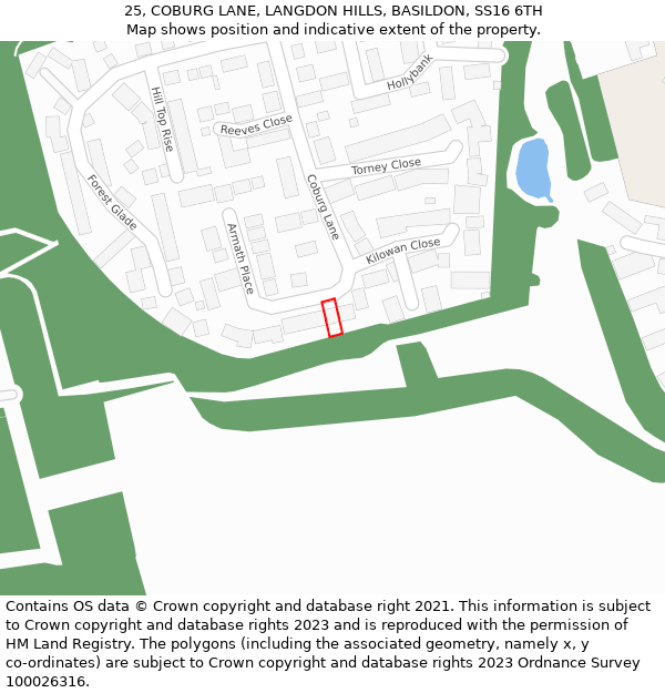 25, COBURG LANE, LANGDON HILLS, BASILDON, SS16 6TH: Location map and indicative extent of plot