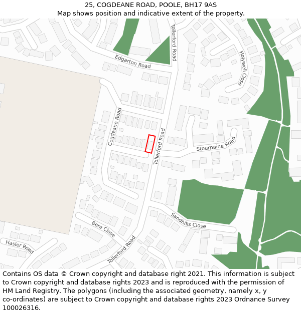 25, COGDEANE ROAD, POOLE, BH17 9AS: Location map and indicative extent of plot