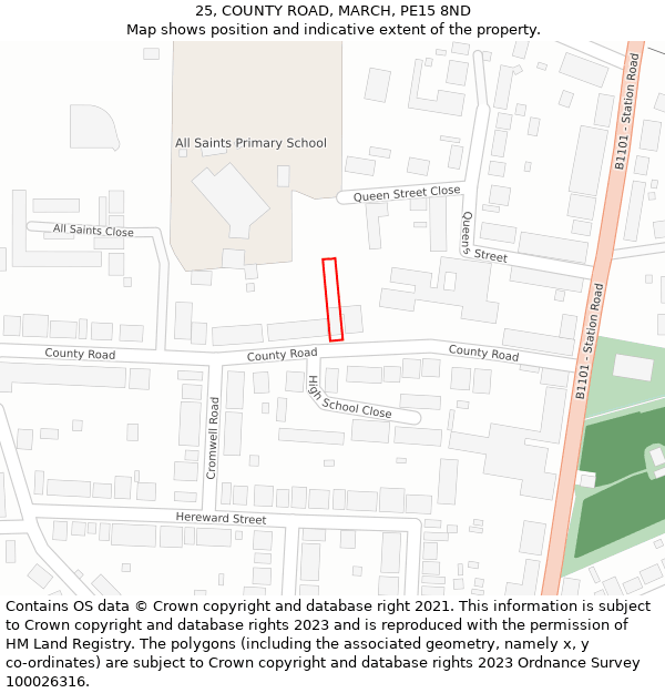 25, COUNTY ROAD, MARCH, PE15 8ND: Location map and indicative extent of plot