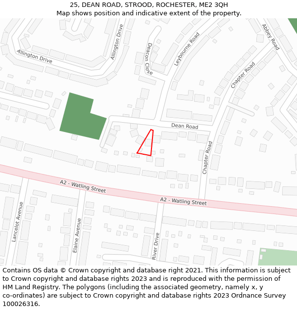 25, DEAN ROAD, STROOD, ROCHESTER, ME2 3QH: Location map and indicative extent of plot