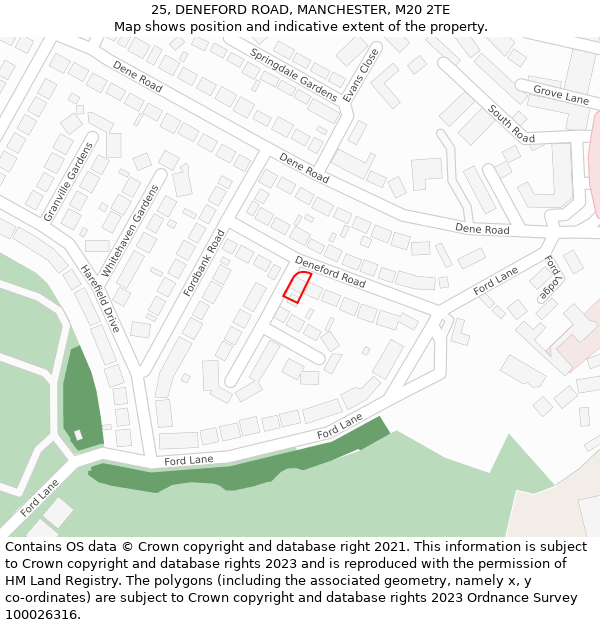 25, DENEFORD ROAD, MANCHESTER, M20 2TE: Location map and indicative extent of plot