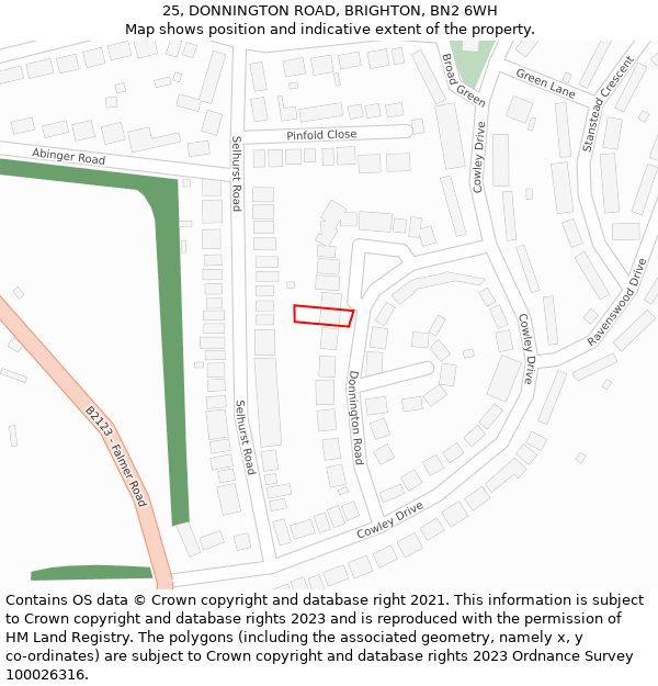 25, DONNINGTON ROAD, BRIGHTON, BN2 6WH: Location map and indicative extent of plot