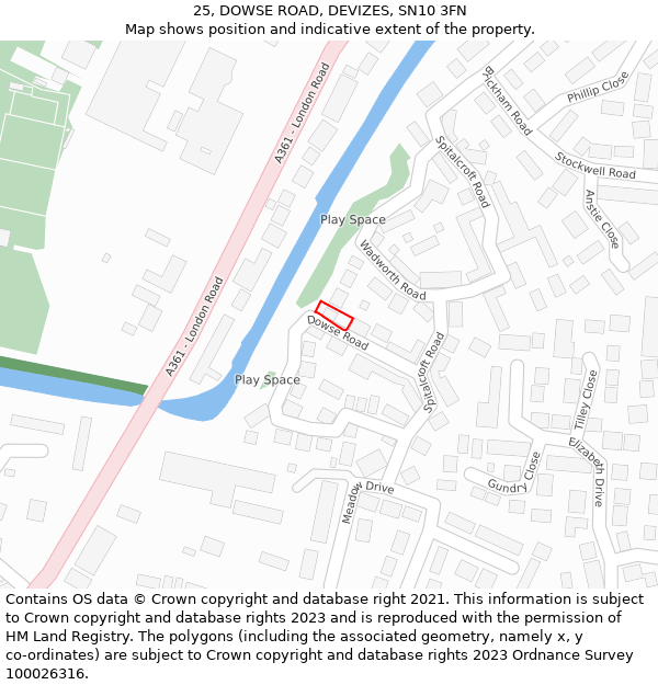 25, DOWSE ROAD, DEVIZES, SN10 3FN: Location map and indicative extent of plot