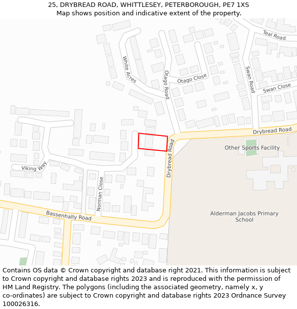 25, DRYBREAD ROAD, WHITTLESEY, PETERBOROUGH, PE7 1XS: Location map and indicative extent of plot