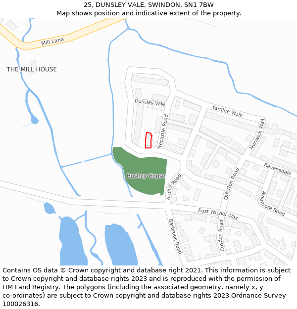 25, DUNSLEY VALE, SWINDON, SN1 7BW: Location map and indicative extent of plot