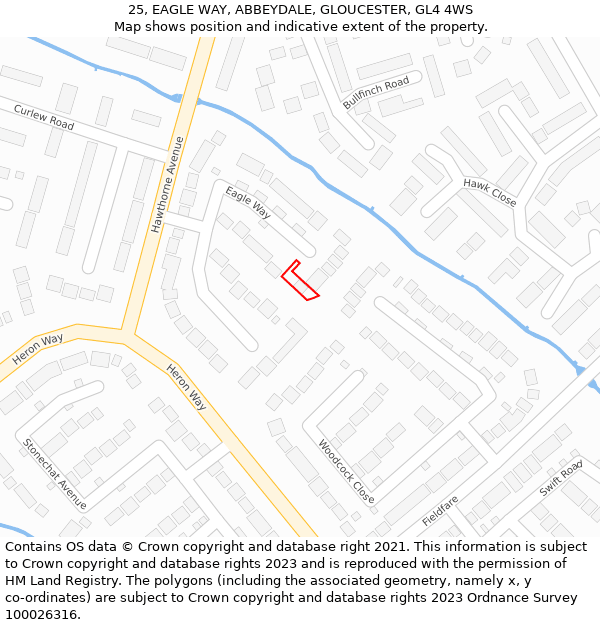 25, EAGLE WAY, ABBEYDALE, GLOUCESTER, GL4 4WS: Location map and indicative extent of plot