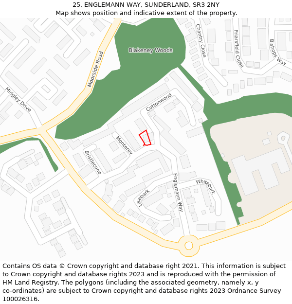 25, ENGLEMANN WAY, SUNDERLAND, SR3 2NY: Location map and indicative extent of plot