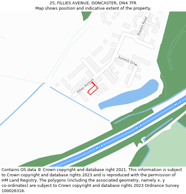 25, FILLIES AVENUE, DONCASTER, DN4 7FR: Location map and indicative extent of plot