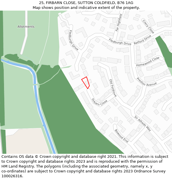25, FIRBARN CLOSE, SUTTON COLDFIELD, B76 1AG: Location map and indicative extent of plot