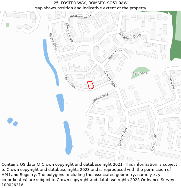 25, FOSTER WAY, ROMSEY, SO51 0AW: Location map and indicative extent of plot