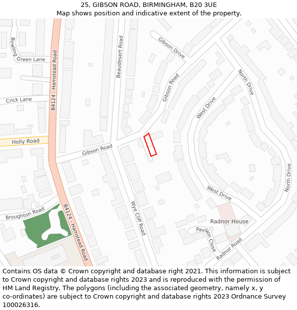 25, GIBSON ROAD, BIRMINGHAM, B20 3UE: Location map and indicative extent of plot