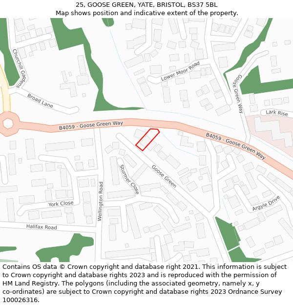 25, GOOSE GREEN, YATE, BRISTOL, BS37 5BL: Location map and indicative extent of plot