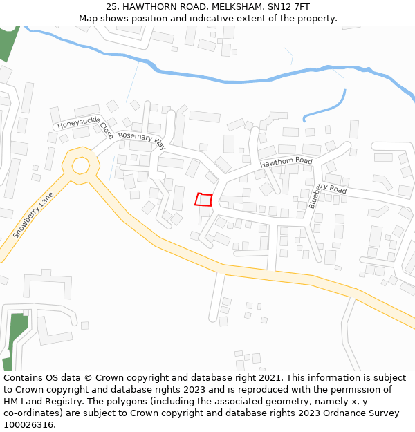 25, HAWTHORN ROAD, MELKSHAM, SN12 7FT: Location map and indicative extent of plot