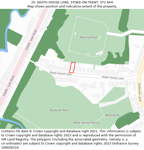 25, HEATH HOUSE LANE, STOKE-ON-TRENT, ST2 8AH: Location map and indicative extent of plot