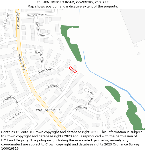 25, HEMINGFORD ROAD, COVENTRY, CV2 2RE: Location map and indicative extent of plot