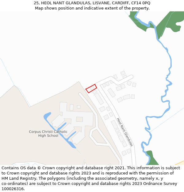 25, HEOL NANT GLANDULAS, LISVANE, CARDIFF, CF14 0PQ: Location map and indicative extent of plot