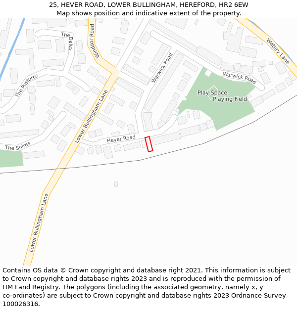 25, HEVER ROAD, LOWER BULLINGHAM, HEREFORD, HR2 6EW: Location map and indicative extent of plot