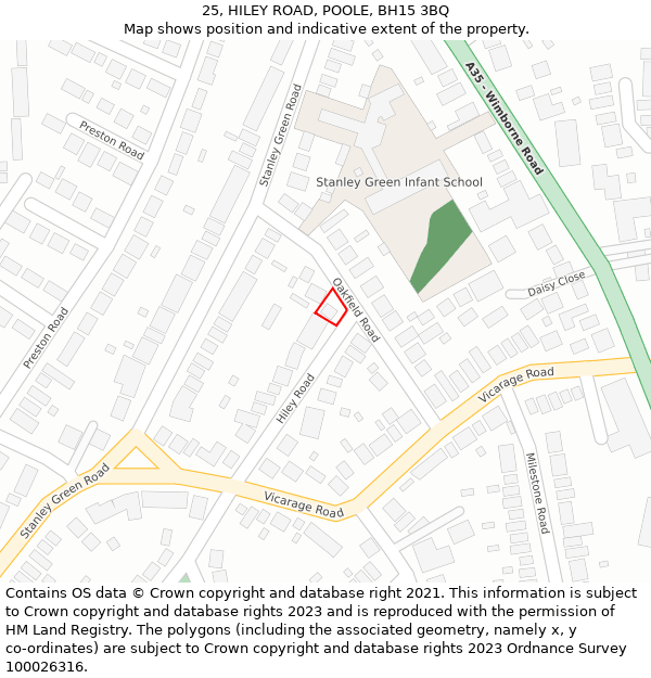 25, HILEY ROAD, POOLE, BH15 3BQ: Location map and indicative extent of plot
