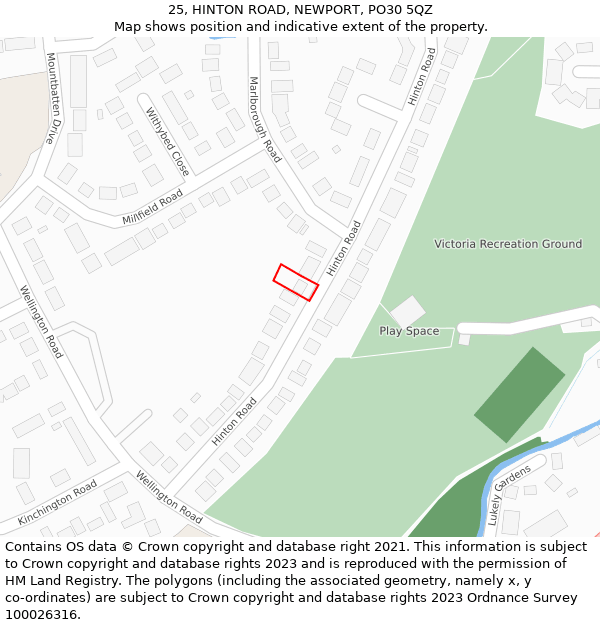 25, HINTON ROAD, NEWPORT, PO30 5QZ: Location map and indicative extent of plot
