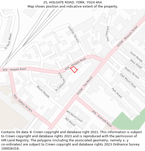25, HOLGATE ROAD, YORK, YO24 4AA: Location map and indicative extent of plot